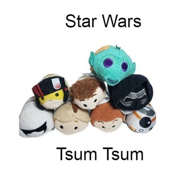 Star Wars Tsum Tsum Characters Stuffed Plush Figures 8 Piece Bundle Set NEW - Picture 1 of 8